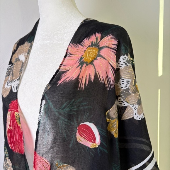 Floral Bohemian Boho Dark Romantic Tropical Kimono Jersey Stripe Wrap Beach - Picture 5 of 14